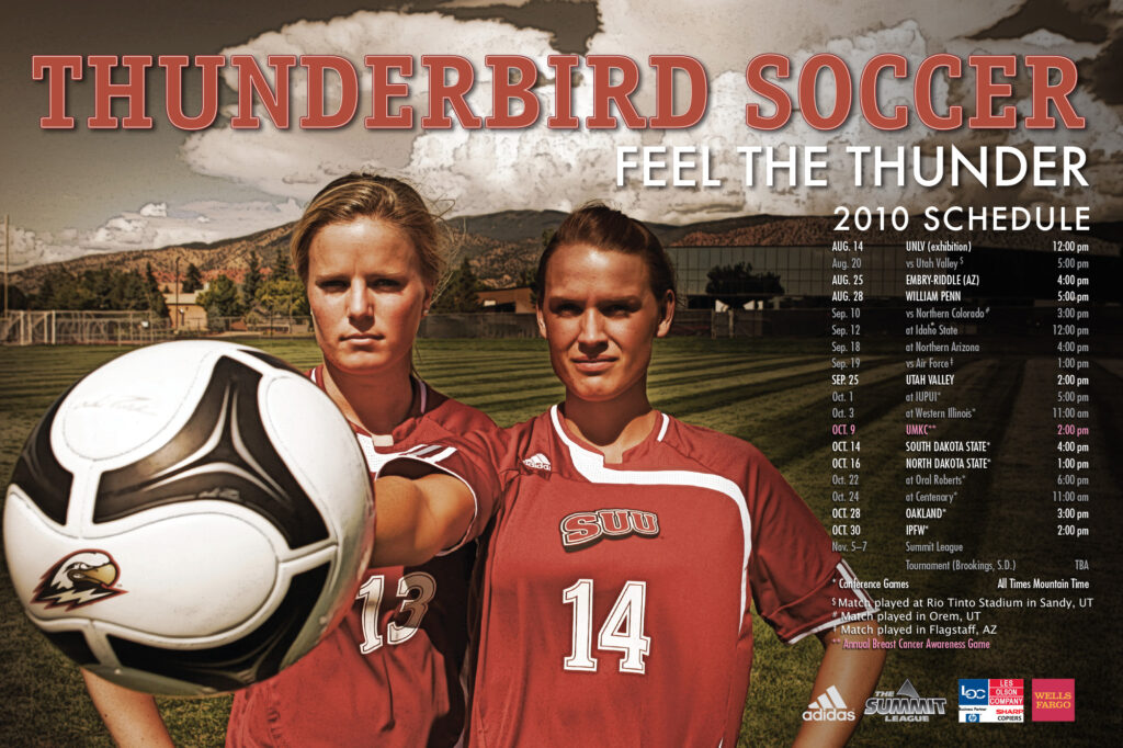 2010 SUU Soccer schedule poster.