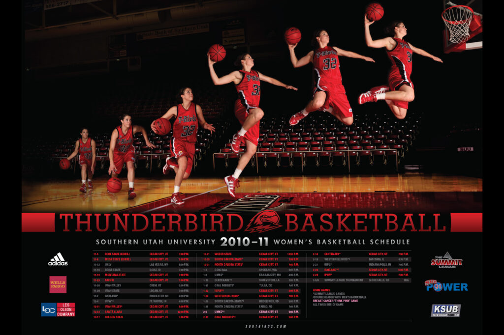 2010 - SUU Women's Basketball schedule poster.