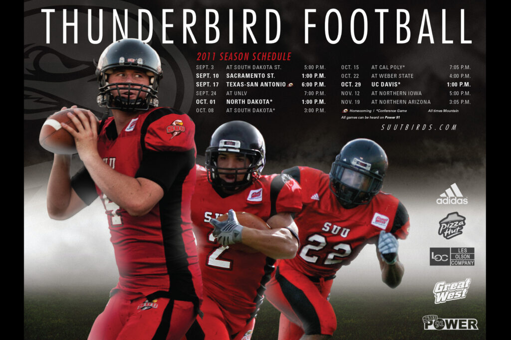 2011 SUU Football schedule poster.