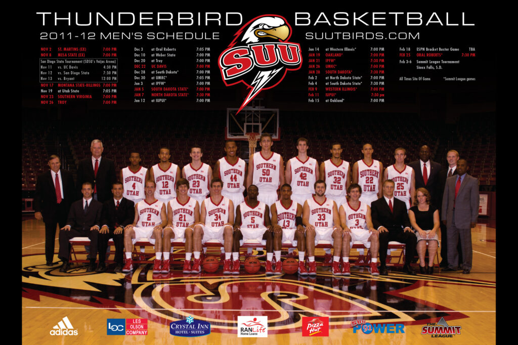 2011 SUU Men's Basketball schedule poster.