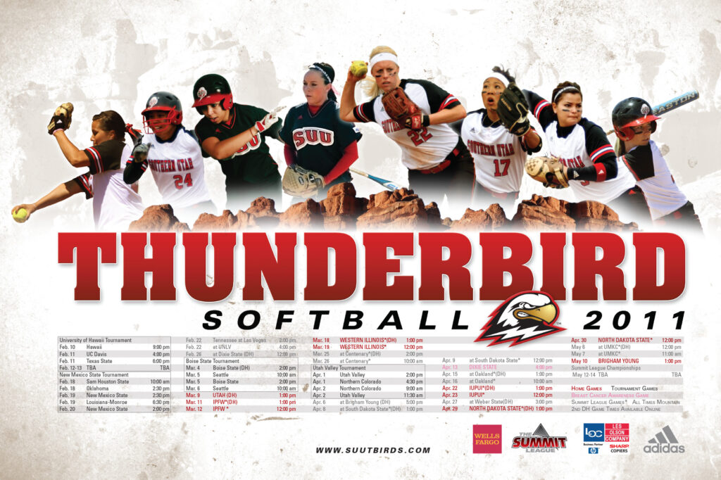 2011 SUU Softball schedule poster.