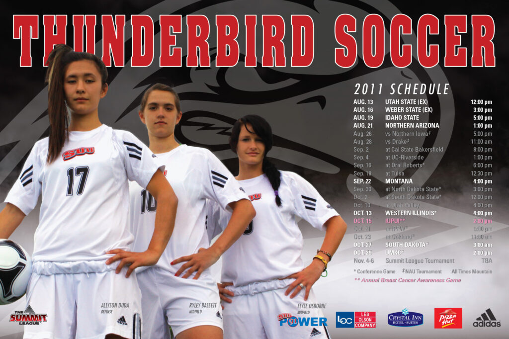 2011 SUU Soccer schedule poster.