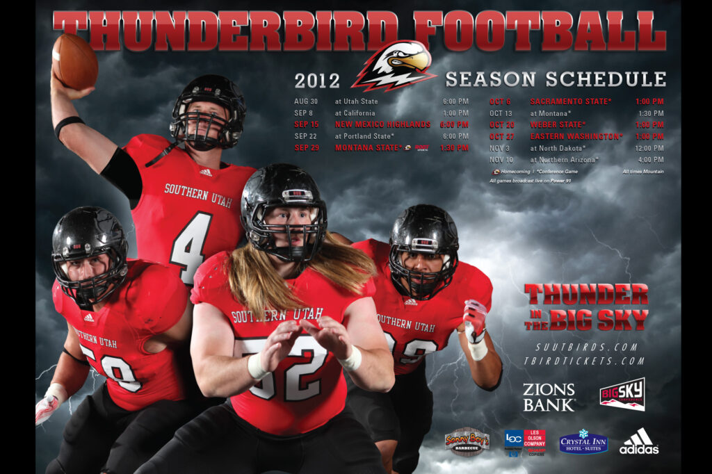 2012 SUU Football schedule poster.