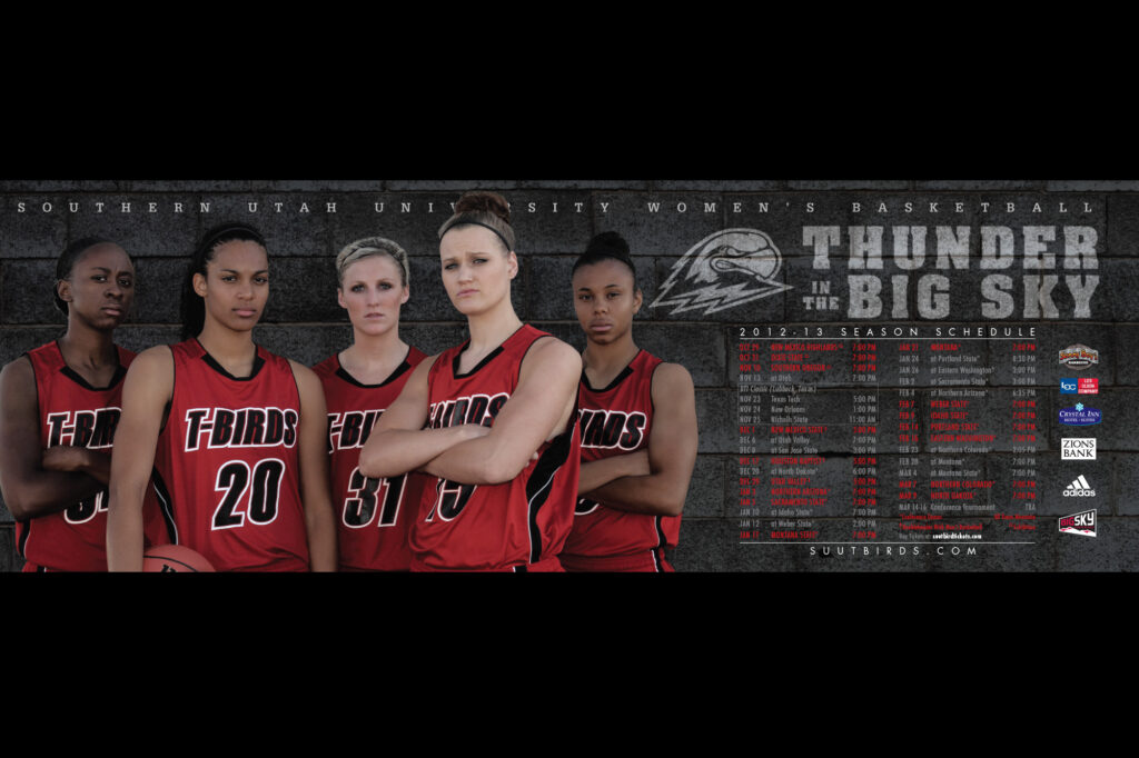 2012 SUU Women's Basketball schedule poster.