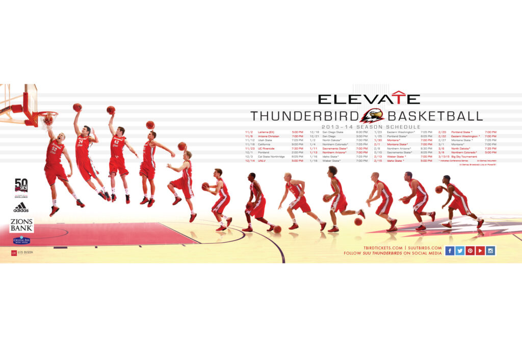 2013 SUU Men's Basketball schedule poster.