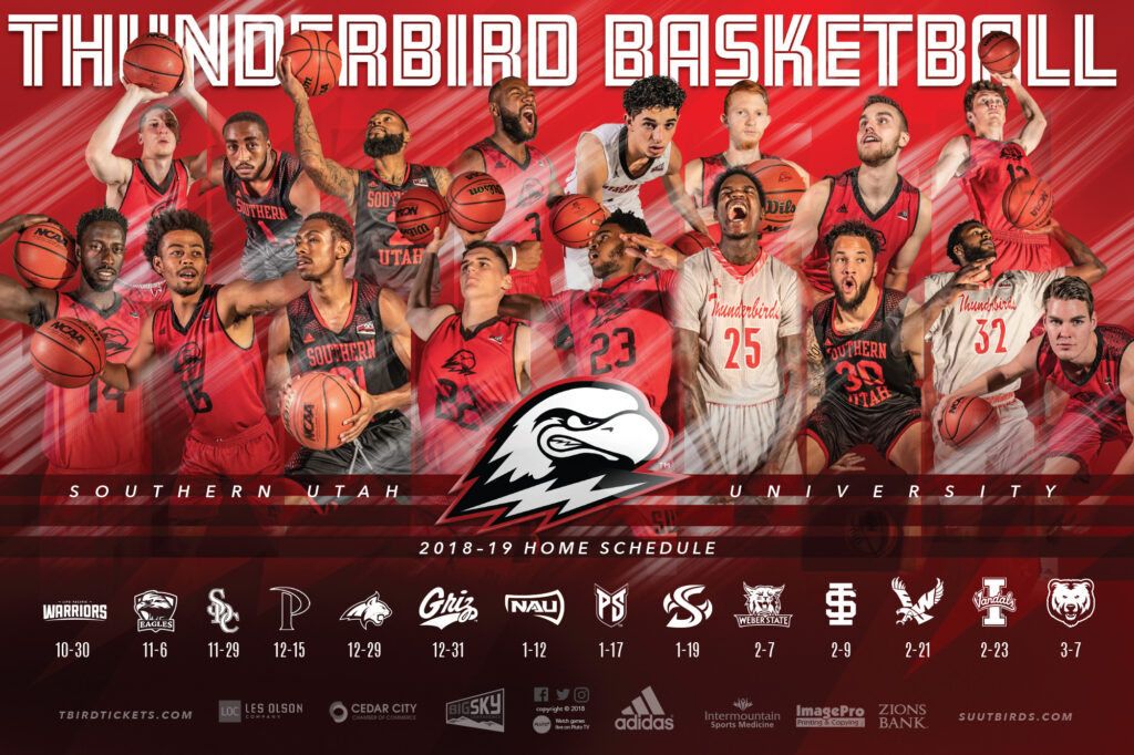 2018 Men's Basketball schedule poster.