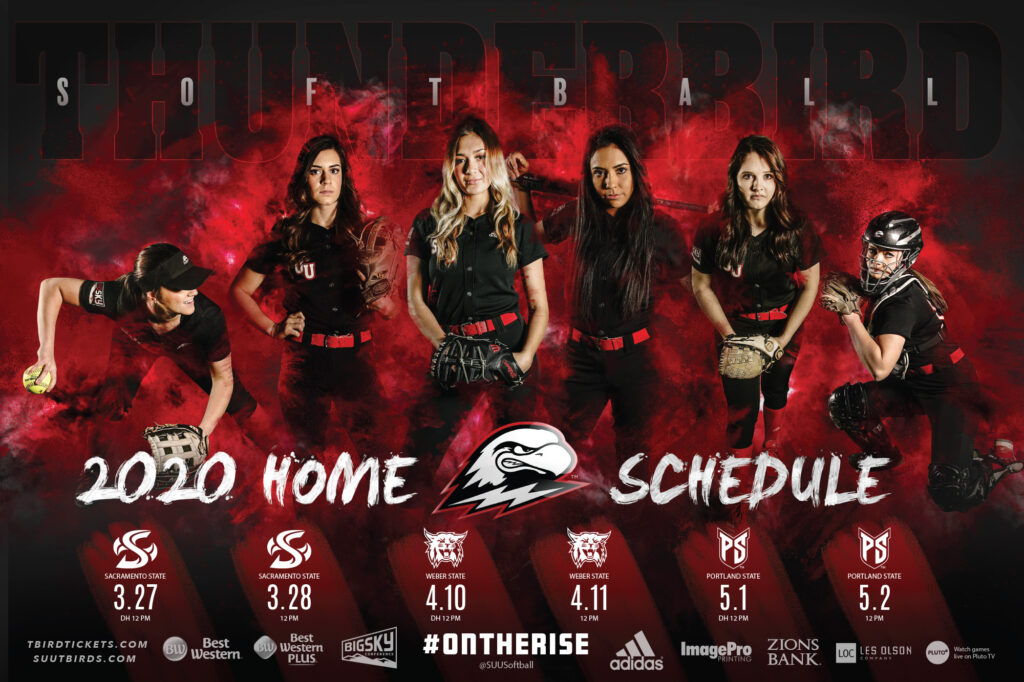 2020 SUU Softball schedule poster.