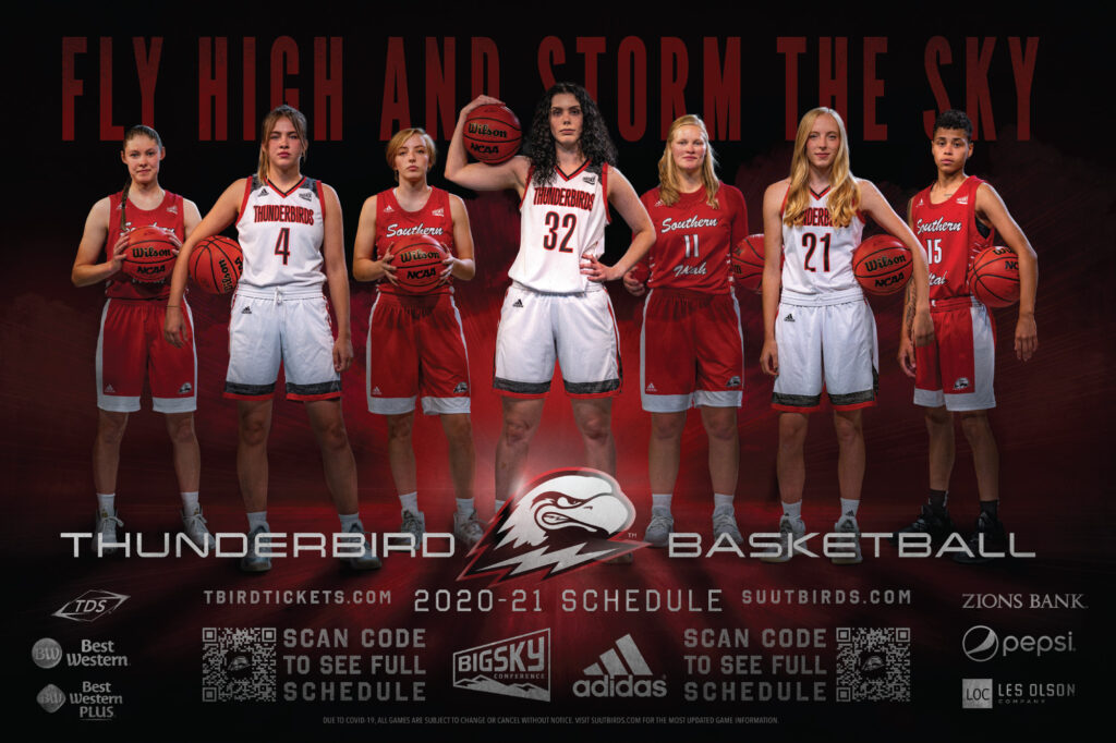 2020 SUU Women's Basketball schedule poster.