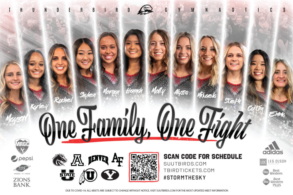 2021 SUU Gymnastics schedule poster.
